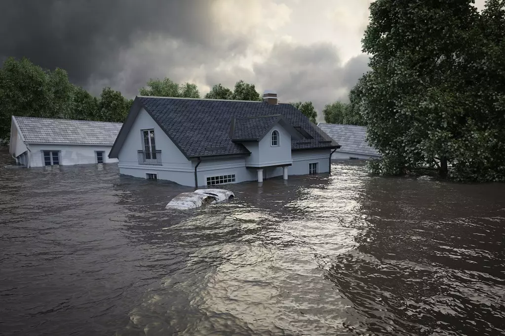 3D rendering flooding houses